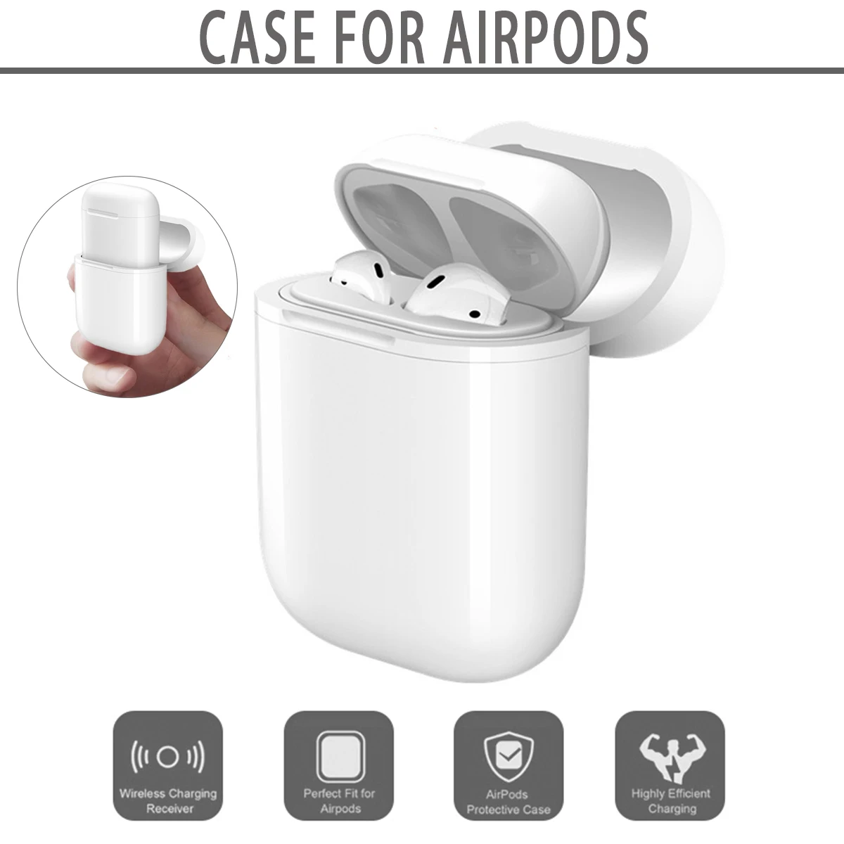 

Blue Tooth Earphone QI Wireless Charger Case Receiver Charging Protective Holder Box For Airpod QI Standard Wireless Charging