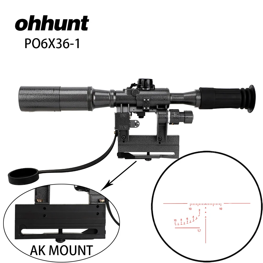 Ohhunt SVD 6X36 POS-1 прицел с красной подсветкой сетка оптический прицел Крепление подходит для Tcatical Tigr SKS Saiga или AK винтовка