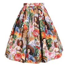 40-Винтаж 50 s кактус Гавайи девушка плиссированная юбка рокабилли пинап юбки плюс размер 4xl saia faldas