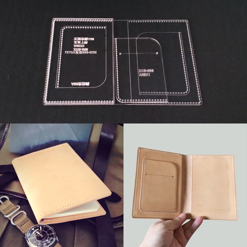 Acrylic Stencil Laser Cut Template DIY Leather Handmade Craft Short Wallet Sewing Pattern