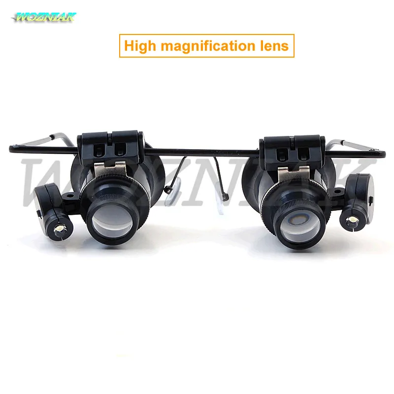 20x Glasses Goggles Magnifier With LED Lamp High power Eye Repair
