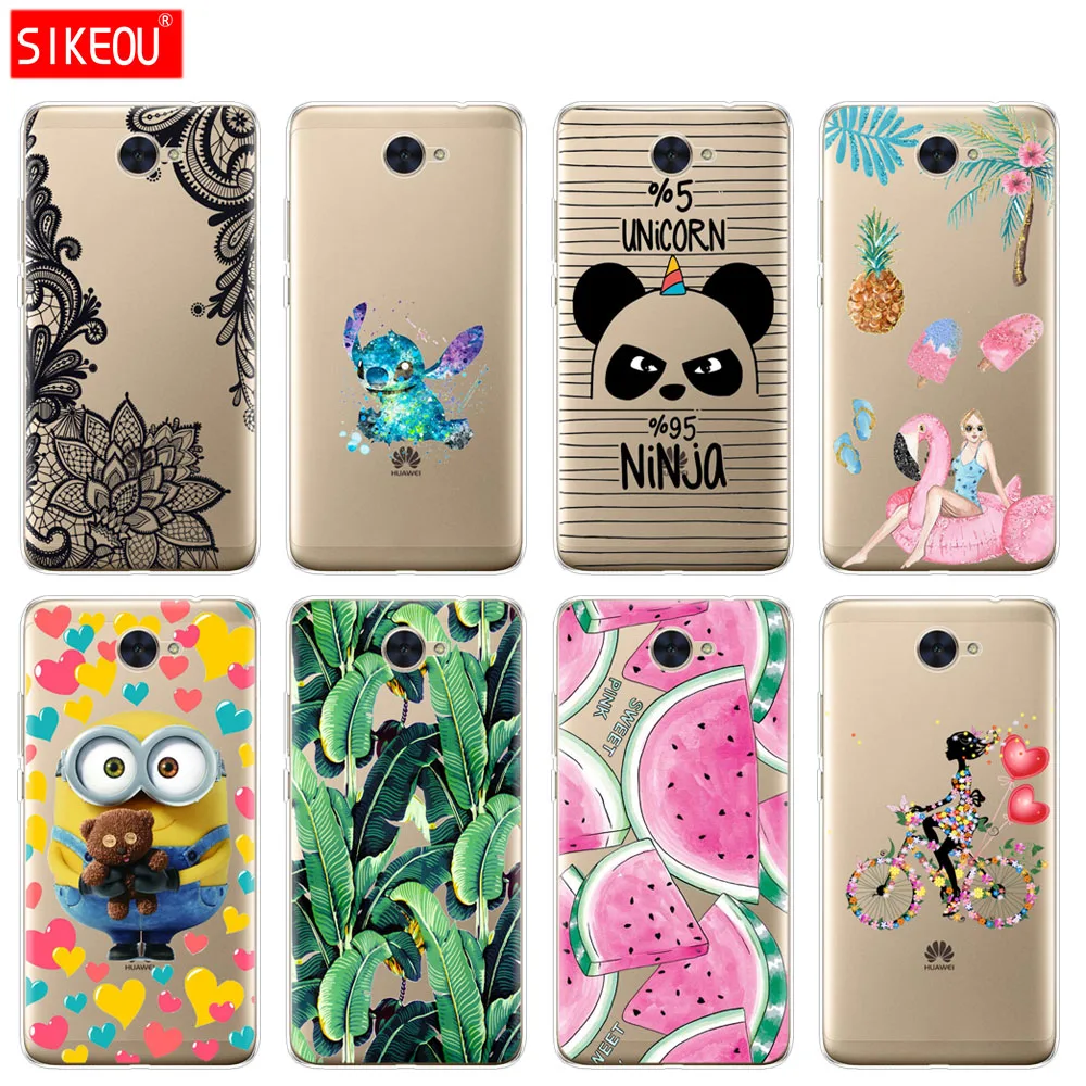 Silicon case for Huawei Y7 Case Cover Nova Lite Plus Soft TPU Patterned Back Protective 2017 Phone |