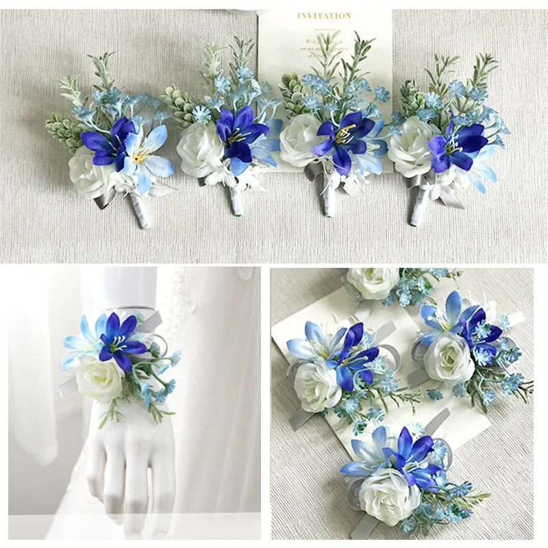 wrist corsage bracelet bridesmaid boutonniere men  (1)