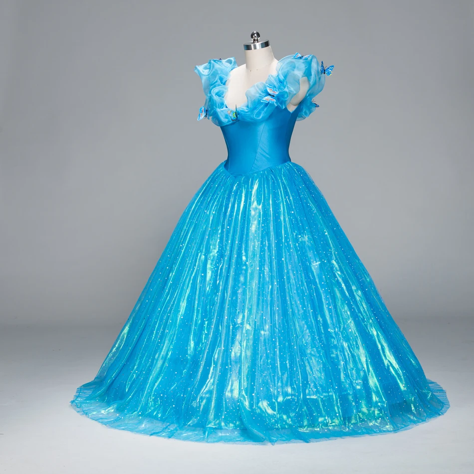 Кино Делюкс Синий взрослых Обувь для девочек Золушка Quinceanera платье косплэй костюм принцессы праздничное