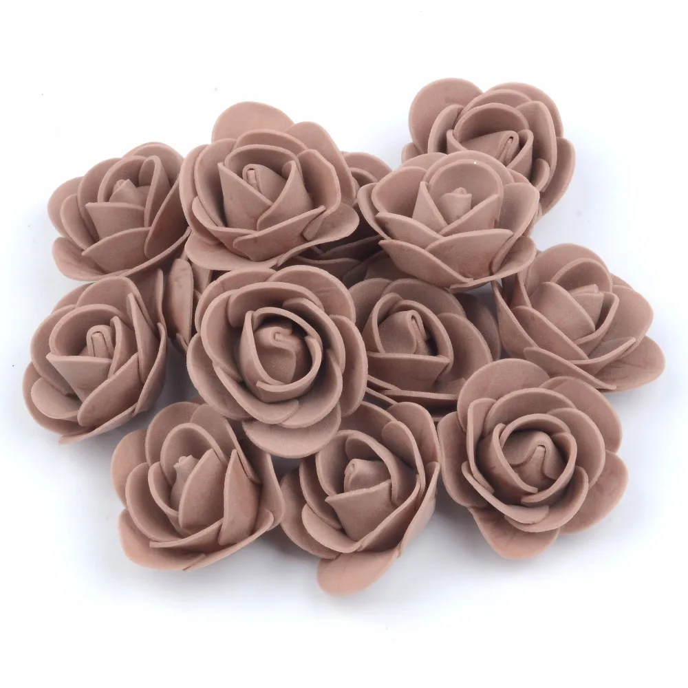

500 / batch brown mini PE foam rose head artificial rose handmade DIY wedding home decoration holiday party supplies accessories