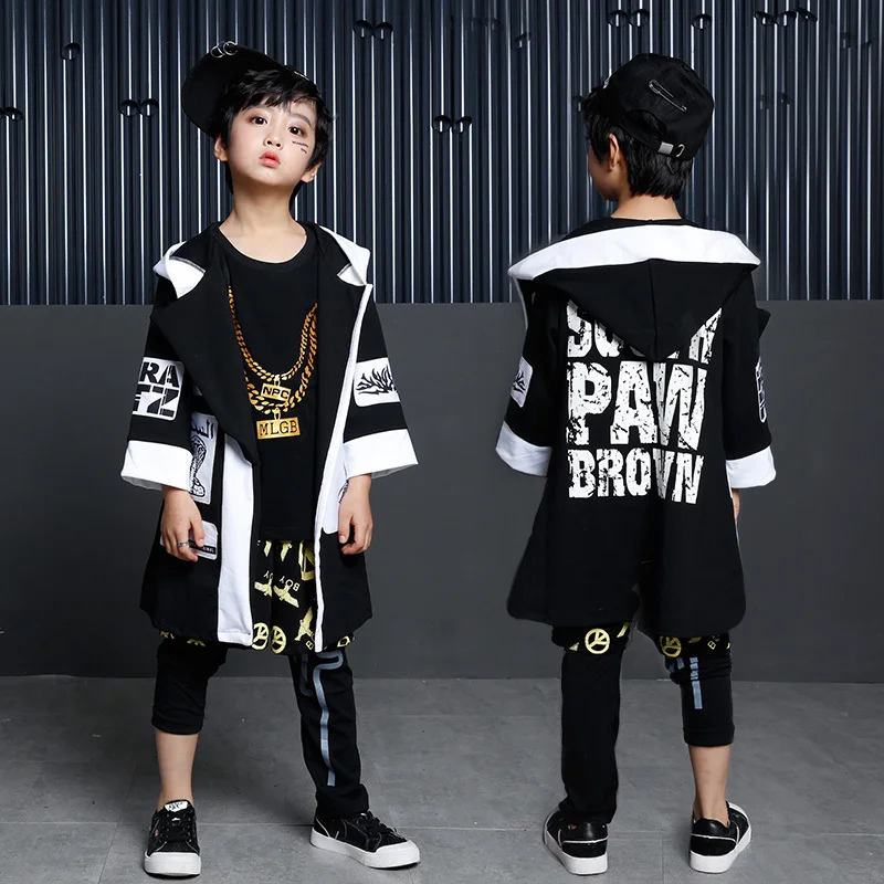 Hot Long Sleeve Autumn Girls Boys Jazz Hip Hop Dance Competition Costume Kids Street Dance Clothing Jazz Dance Costumes 4pcs Set children hip hop clothing t shirt long sleeve shirt leggings short pants 4pcs set girls boys street dance costume y919
