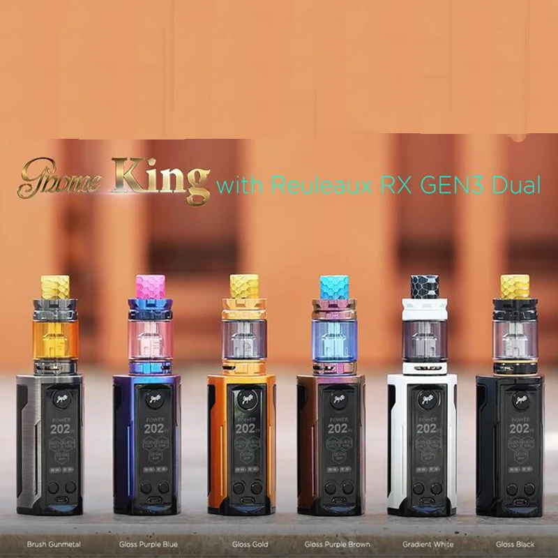 

Wismec Reuleaux RX GEN3 Dual 230W Kit Powered by Dual 18650 Cells and 5.8ml GNOME King Atomizer vaporizer cigarette electronique
