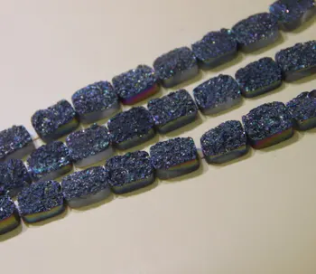 

Rainbow Titanium Druzy Agate Rectangle Beads Pendants, Drusy Agate Quartz Slab Beads, Loose Jewley
