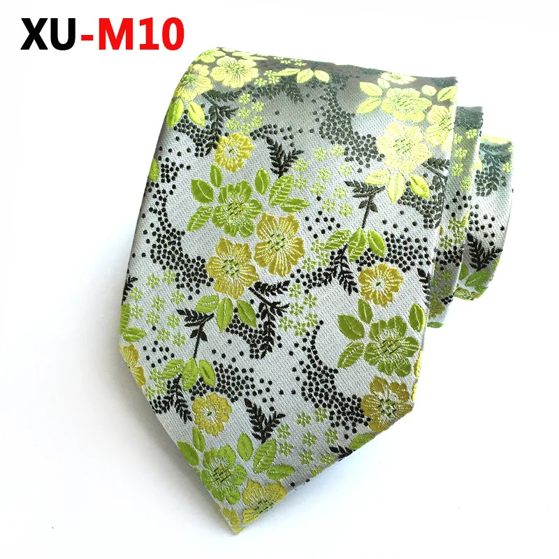 Белый золотой цветочный галстук, благородный цветочный галстук, мужской галстук - Цвет: XU-M10