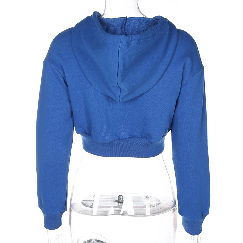 Womens Bule Soild Long Sleeve Autumn Hooded Pullovers Casual Short Woden Sweatshirts Fashion High Waist Pop Hoodies Dropship Womens Bule Soild Long Sleeve Autumn Hooded Pullovers Casual Short Woden Sweatshirts Fashion High Waist Pop Hoodies Dropship