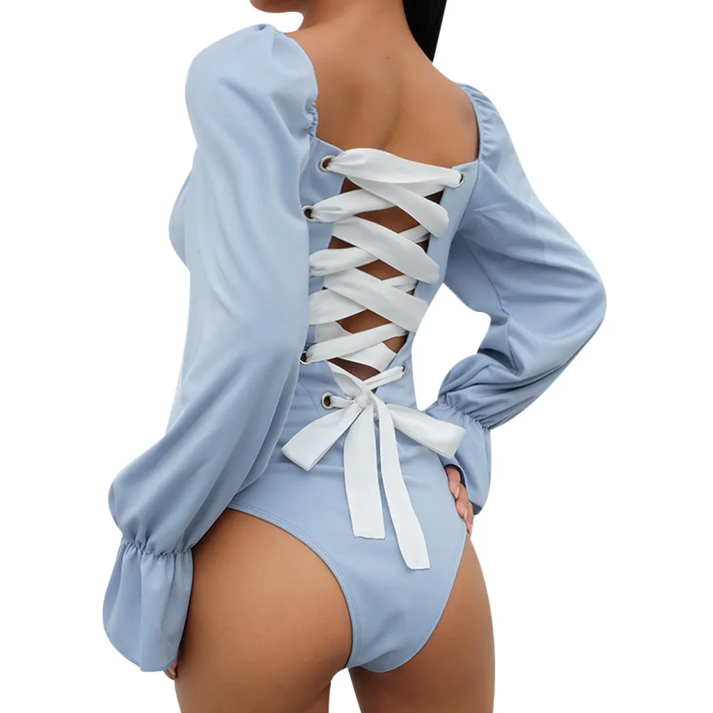 

Sexy Women Bodysuit Tops Spring Summer Fashion Women's Long Sleeve Baddage Sexy Basic Solid Bodysuit Ladies Playsuit Body Femme