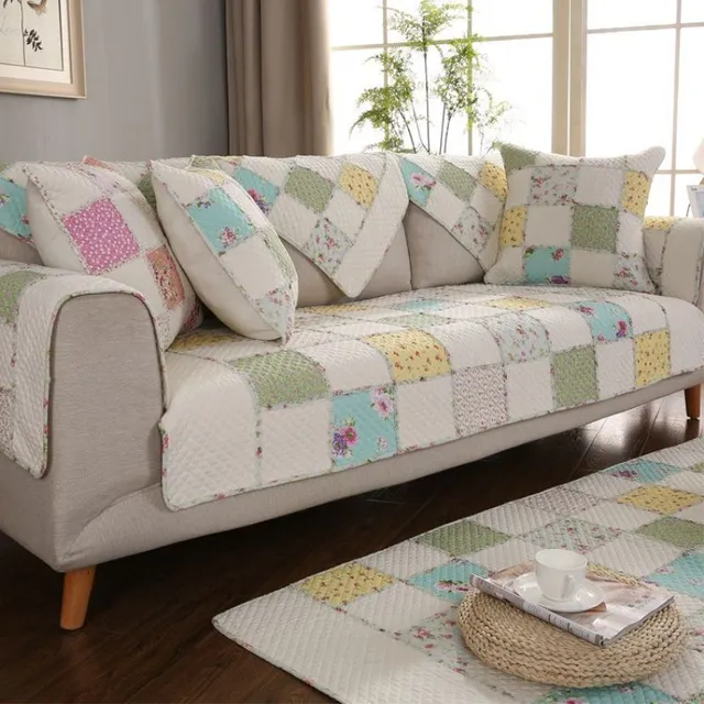 Us 9 49 47 Off 1 Pcs Quilted 100 Cotton Sofa Cover Towel Leather Protection Case L Shape Fabric Non Slip Cushion In