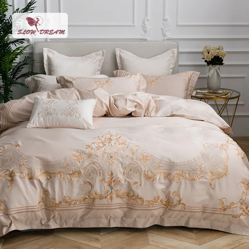 SlowDream Luxury European Court Special Embroidery Bedding Set Comfort