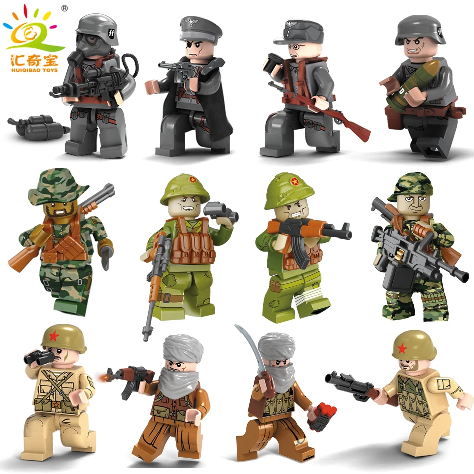 Military Swat Team City Police Armed Assault Army soldiers With Weapons Guns Compatible Legoed Figures WW2