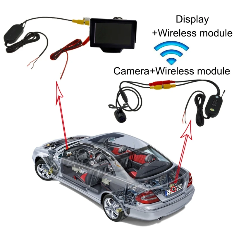 2.4GHz wireless visible parking sensor 4.3 inch monitor with rear-view camera visual video reversing radar free shipping