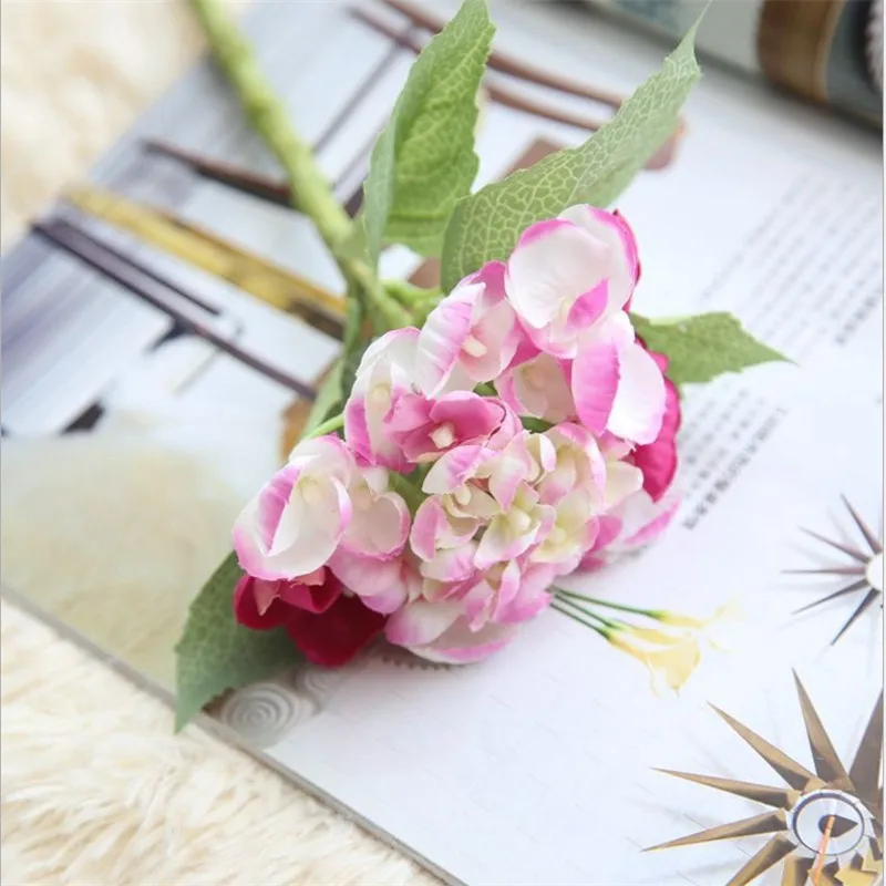 6PCS/lot Rose Artificial 30CM Silk hydrangea Flower DIY Arrangements