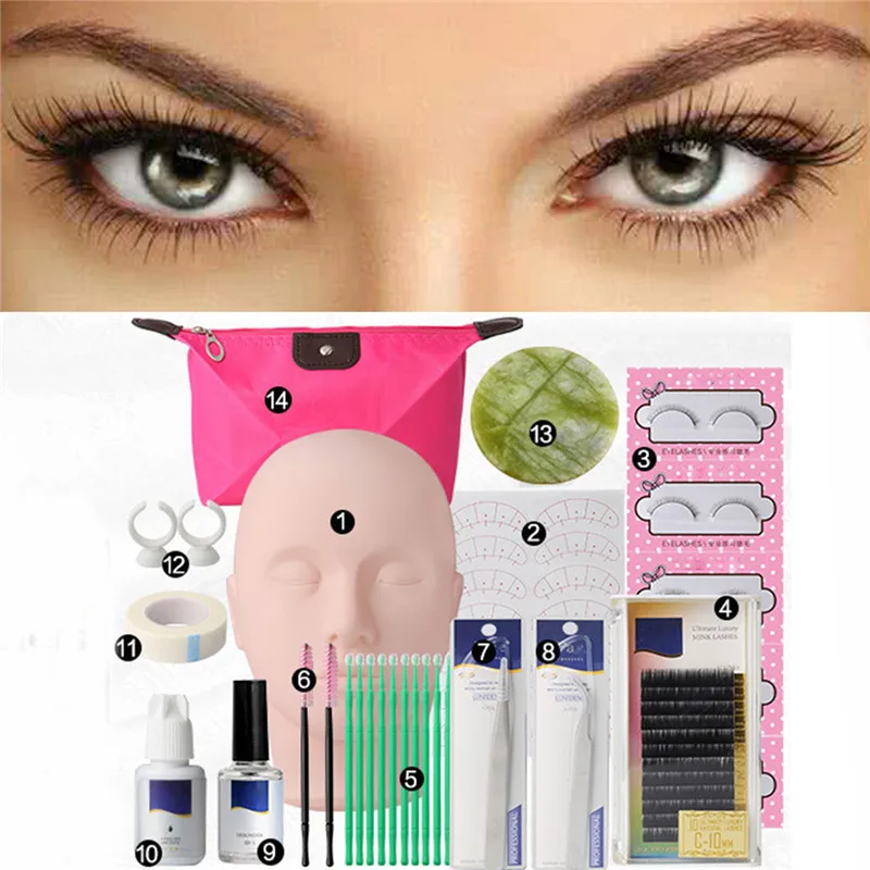 

Semi Permanent Make Up Eyelash Extensions Tool Kit Individual False Lash Curl Glue Tweezer Tool Kit Bag Practice Graft Lashes