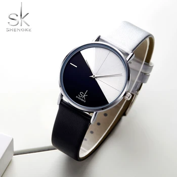 

Shengke Women's Watches Fashion Ladies Leather Wrist Watch Vintage Watch Women Irregular Clock BayanSaati Montre Feminino Mujer