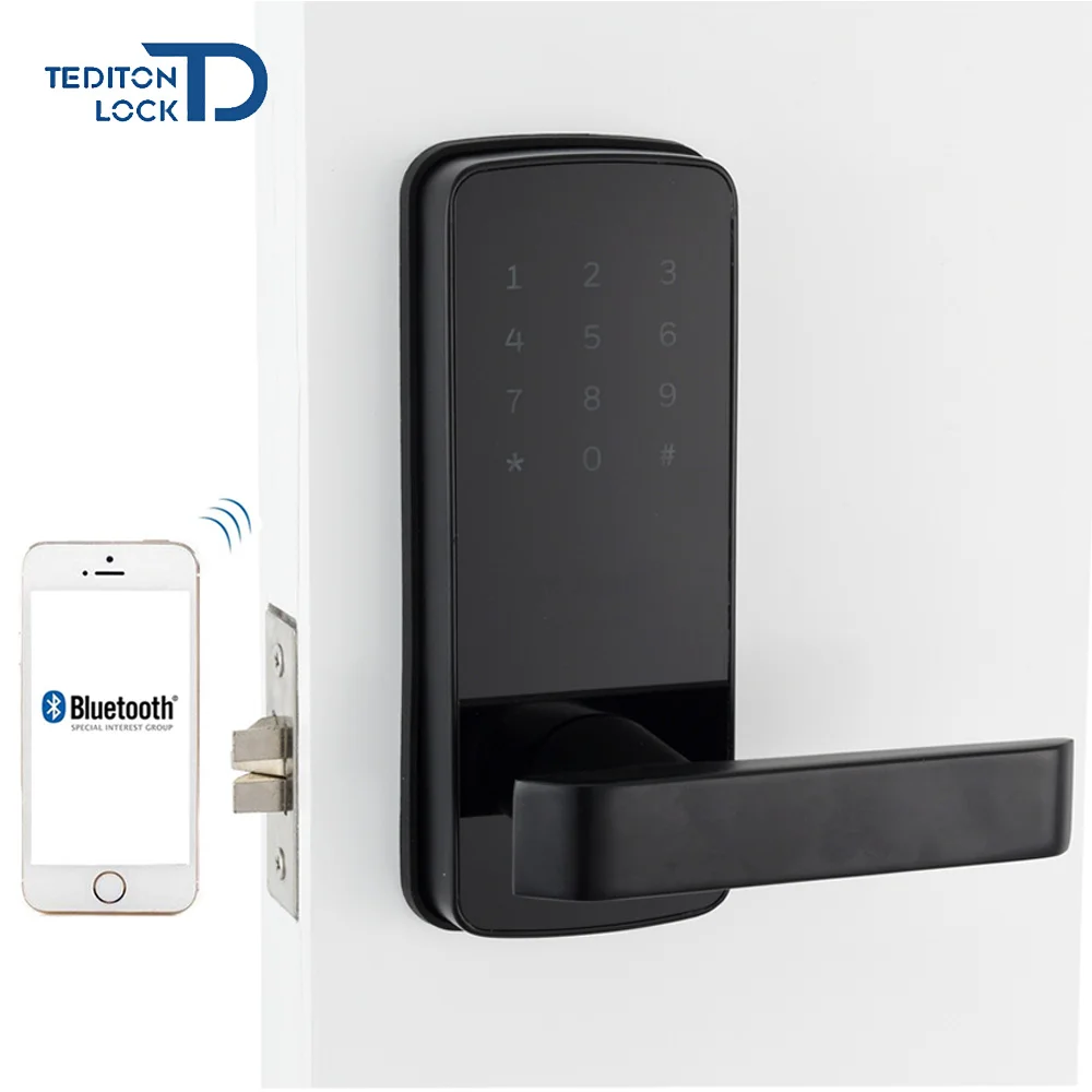 WiFi цифровой электронный умный дверной замок приложение, умный дом мобильное приложение интеллектуальная Bluetooth клавиатура пароль дверной замок - Цвет: Черный