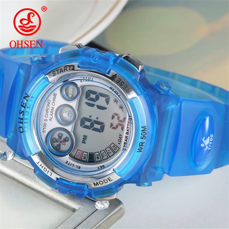 

OHSEN Outdoor Sports Watch Children Alarm Clock Waterproof Multifunctional Watches LED Display Shock Digital Watch reloj hombre