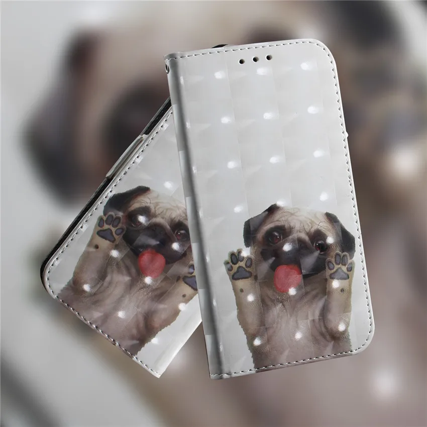 Роскошный кожаный бумажник флип чехол для Huawei Mate 10 Lite P Smart Plus Nova 3 3i Honor 10 8x 3D животного держатель для карт Стенд 360 крышка