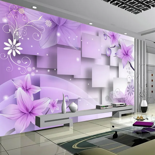 Modern Minimalis Ungu Bunga Stereoscopic Abstrak Tv Latar Modern Minimalis Ungu Bunga Stereoscopic Abstrak Tv Latar Belakang Wallpaper Dinding Ruang Tamu Dekorasi Lukisan