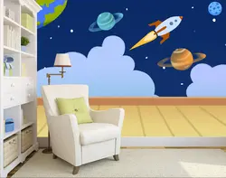 [Самоклеящиеся] 3D Rocket Planet Universe Child 3 настенная бумага настенная печать на стену настенные наклейки