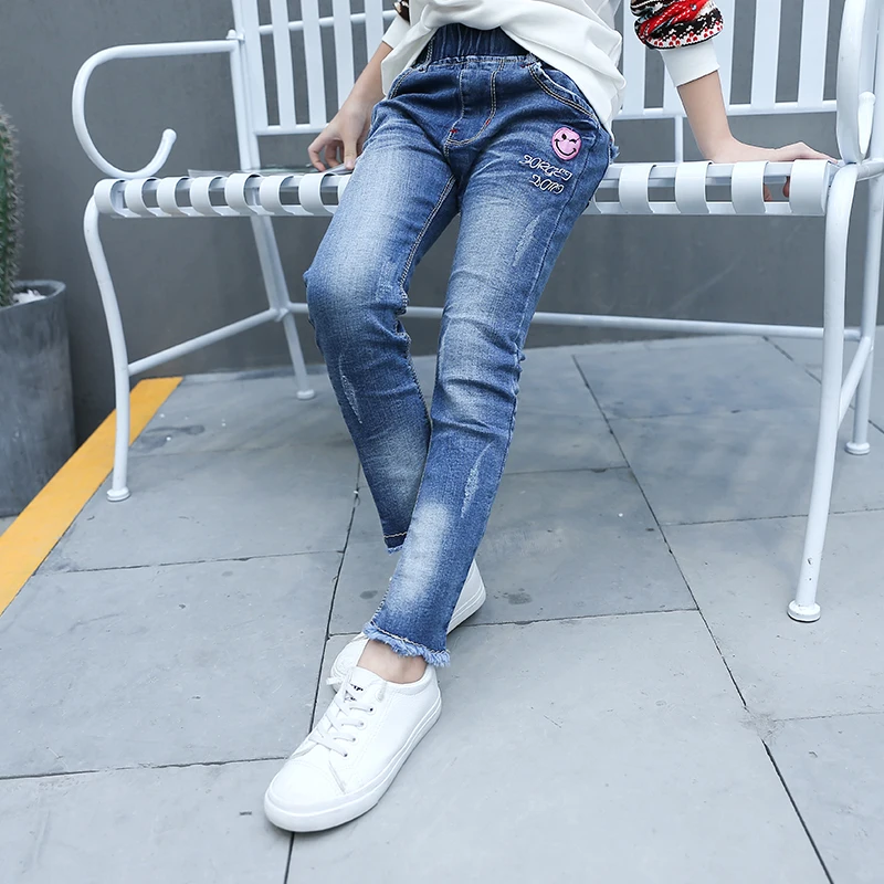 

5 6 7 8 9 10 11 12 13 Years Children Jeans 2017 Spring Elastic Waist Denim Pant Long Trousers Teenage Slim Pants Girls Clothes
