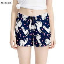INSTANTARTS милые животные ламы печатных леди шорты для йоги тренировки летом спортивные, для тренажерного зала шорты дышащая быстросохнущая Фитнес одежда