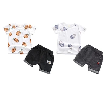

Summer Kids Boyss Short SLeeve CLothes Set MLpLe LeLf Print Tops T-shirt+Shorts ChiLdren CLsuLL Outfits Sets New Hot SLLe LA