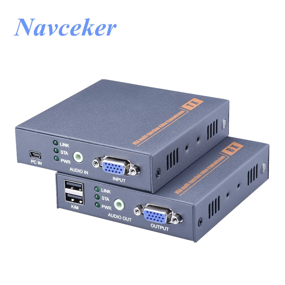 660ft работает от сети IP VGA KVM usb-удлинитель более RJ45 Cat5 Cat5e Ethernet Поддержка 3 5 мм аудио