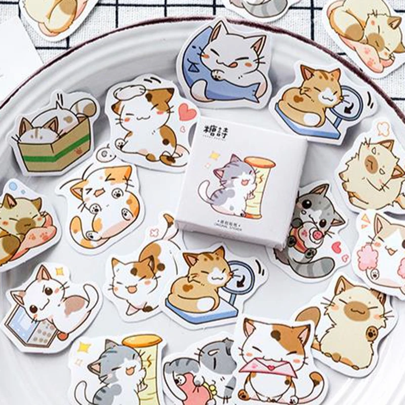 

45 PCS/lot Cute Cat Cartoon Mini Paper Sticker Decoration DIY Ablum Bullet Journal Diary Scrapbooking Label Sticker Stationery