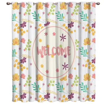 

Welcome Flower Floral Room Curtains Large Window Window Curtains Dark Curtain Lights Bathroom Decor Bedroom Kitchen Fabric