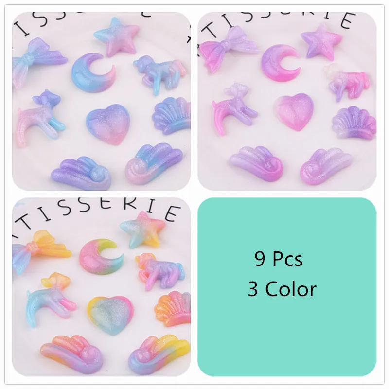 

9PCS Resin Unicorn Star Shaped Slime Charms Mini Plasticine Slime Accessory Beads For DIY Decoration
