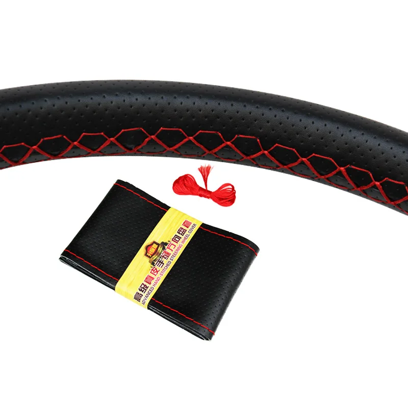 

Top Layer Leather DIY Steering Wheel Covers for Car Bus Truck 36 38 40 42 45 47 50cm Diameter Auto Steering-wheel cover