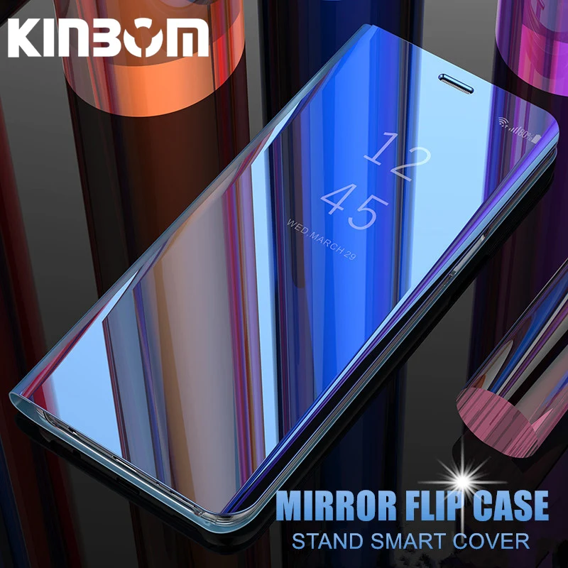 

kinbom Smart mirror flip bracket mobile phone case for xiaomi redmi 4X 5Plus 5A 6pro 6A protective shell for xiaomi redmi 5 6 7