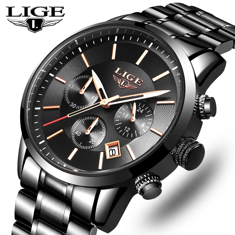 

LIGE Fashion Sport Watch Analog Quartz Watch Men Brand Luxury MensWatches Stainless Steel Waterproof Wristwatch Relogio Masculin