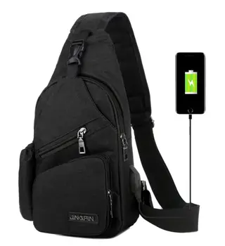 

2019 Newest Hot Men Canvas Sling Bag Chest Crossbody Messenger Shoulder Travel Sports USB Charging Waist Packs