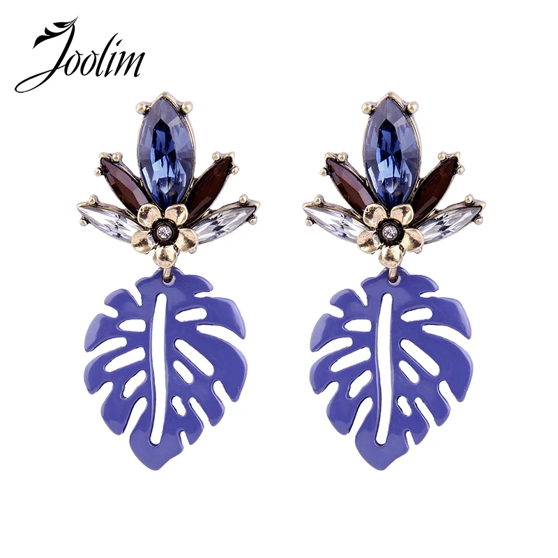 

JOOLIM Jewelry Wholesale/Cutout Purple Leaf Earring Chandelier Earring Fashion Jewelry Dropship Supplier