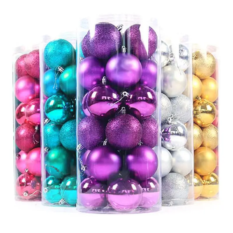 

24pcs/Set 4cm Round Christmas Balls Baubles Xmas Christmas Tree Decorations Christmas Ornament Glitter Chic Christmas Baubles