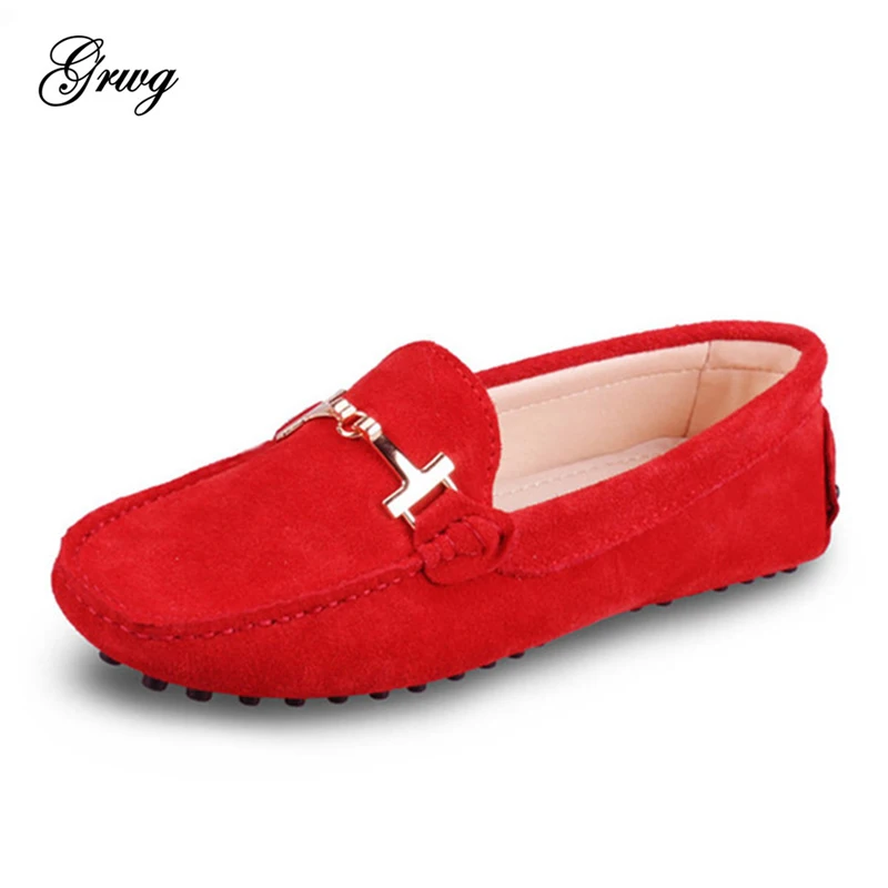 

GRWG 2019 New Fashion Women Casual Shoes Spring Summer Brand 100% Genuine Leather Women's Slip On Moccasins Loafers