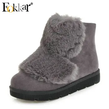 

Eokkar 2020 Women Ankle Boots Fashion Wedges Heel Winter Boots Women Shoes Zipper Round Toe Elegant Warm Ladies Boots Size 34-43