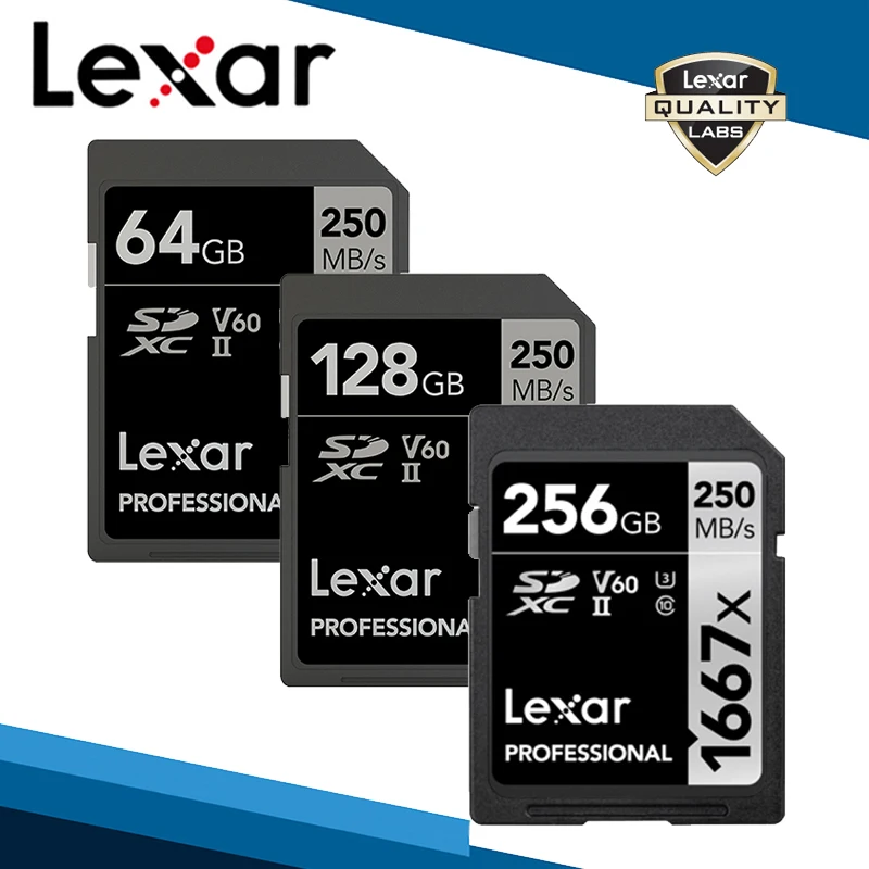 Lexar 1667x памяти карты SDXC и SD UHS-II устройство для чтения карт USB 3,0 256 ГБ 128 Гб 64 ГБ для 1080p HD 3D 4K видео Камера вождения Регистраторы