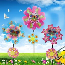 Ветер Спиннер двухслойный цветок вертушка бабочка Дети Детские игрушки украшения сада вечерние украшения дома открытый