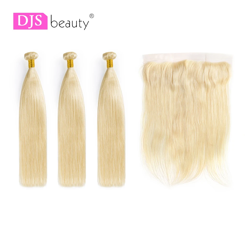 8A DJS beauty Hair бразильские светлые прямые бесплатная часть 13*4 Кружева Frontals виргинские волосы #613 Бесплатная доставка