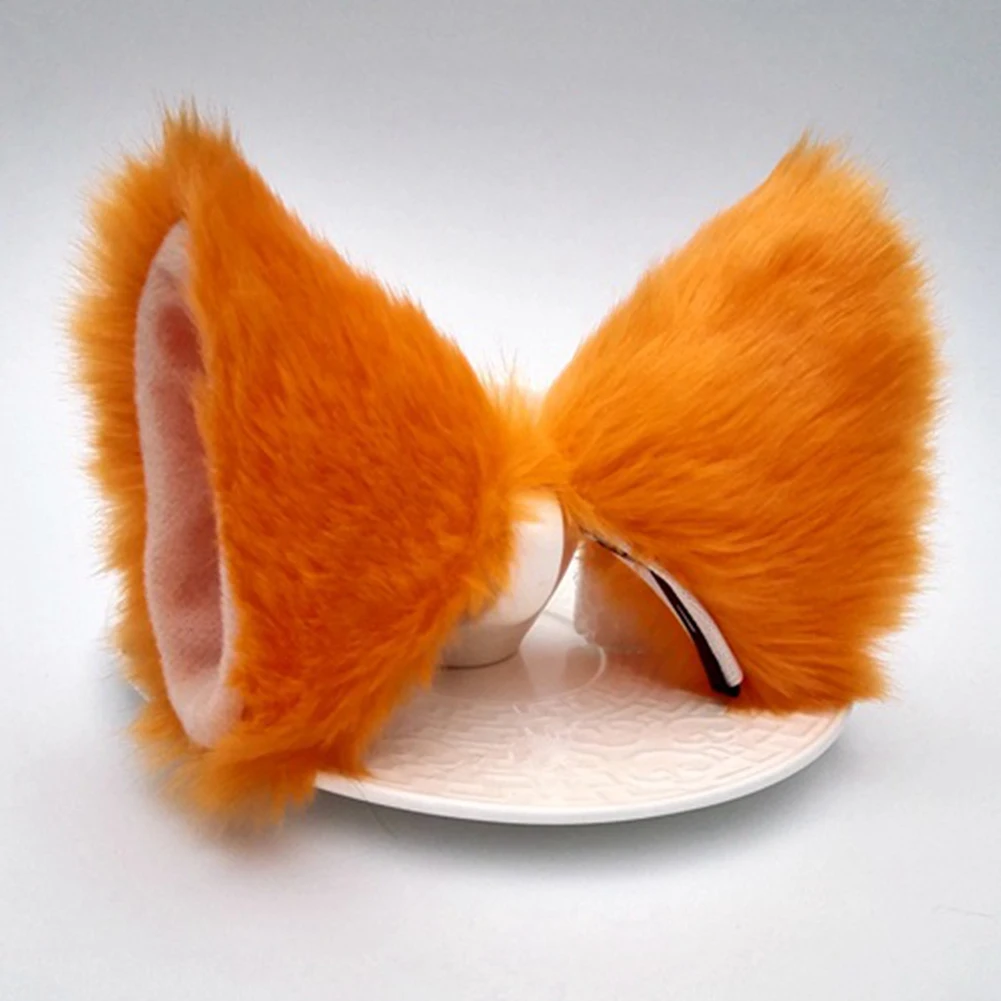Косплей Аниме Лолита длинные меховые уши лисы зажим для волос вечерние Neko кошачьи ушки платье - Цвет: 8