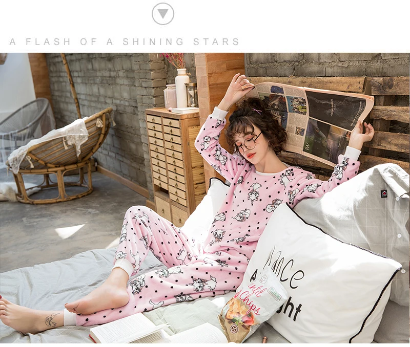 Caiyier зима 2019 фланелевые пижамы наборы толстые теплые мультфильм мышь милый медведь Женское ночное белье для женщин длинный рукав пижамы