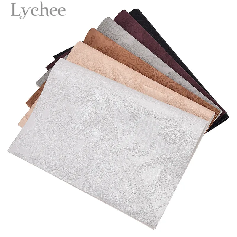 Lychee 29x21 см A4 выбитым рельефным цветком из кожи и ткани, высокое качество синтетической кожи DIY Материал для Сумки из натуральной кожи одежды