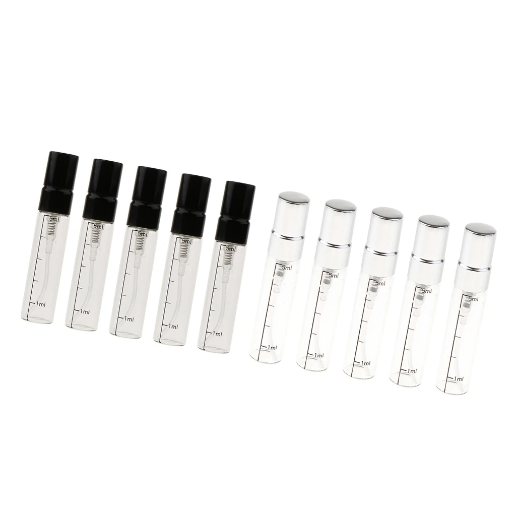 Lots 10 Exquisite Travel Glass Misting Bottles w/ Pump Sprayer, Empty Clear Perfume Atomizer for Cologne Splash Storage