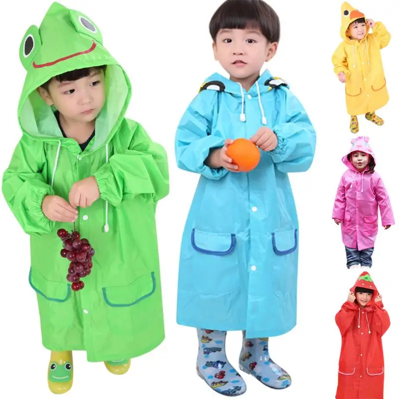 Cartoon Boys Girls Hooded Raincoat Rainy Day Baby Outdoor Waterproof ...